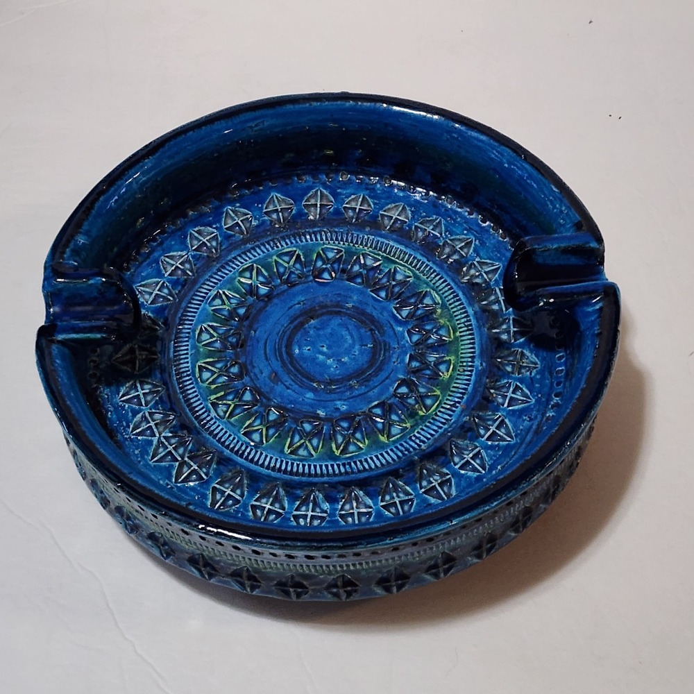 VINTAGE ALDO LONDI BITOSSI RAYMOR ITALY RIMINI BLUE X-LARGE 9.5 IN ASHTRAY DISH - Picture 12 of 15
